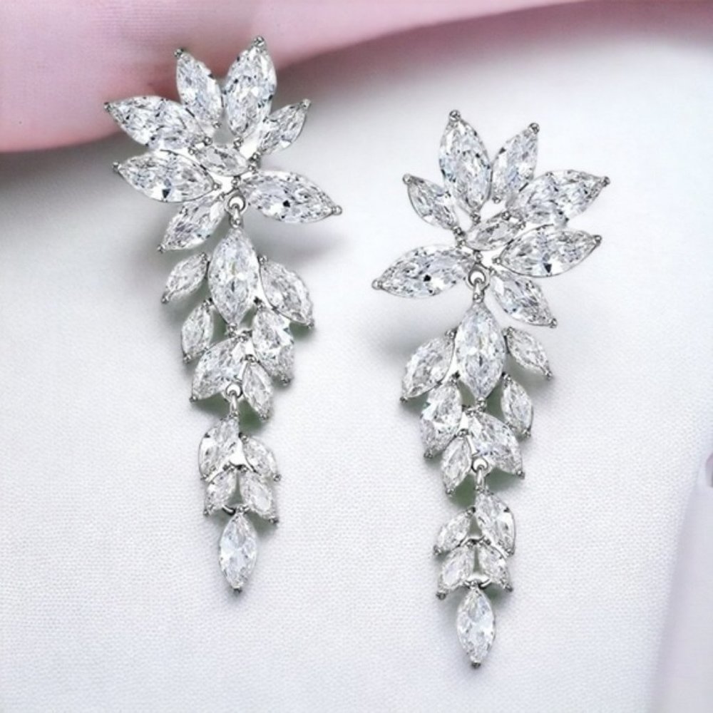 Rhinestone Earrings Dangle Drop Statement Wedding Bridal Prom Jewelry Luxury